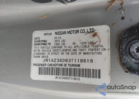 2003 Nissan 350Z Enthusiast из США, поврежденный, VIN JN1AZ34D83T118618